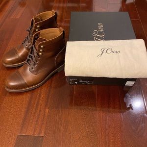 J Crew Kenton Leather Cap-Toe Boot F4446, Burnished Tobacco, Size 9